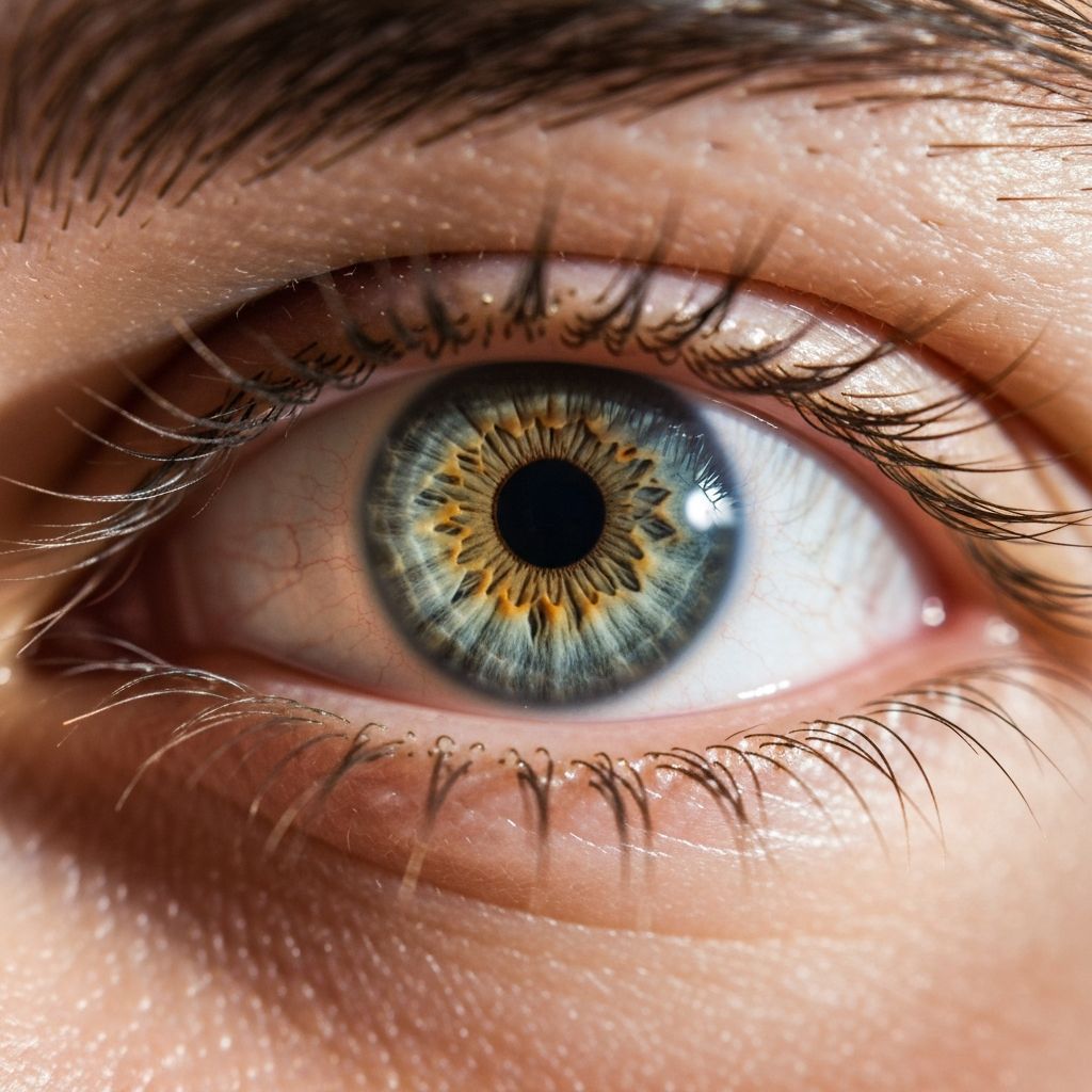 Makrofotografie eines gesunden menschlichen Auges mit natürlicher Beleuchtung und fokussiertem Blick